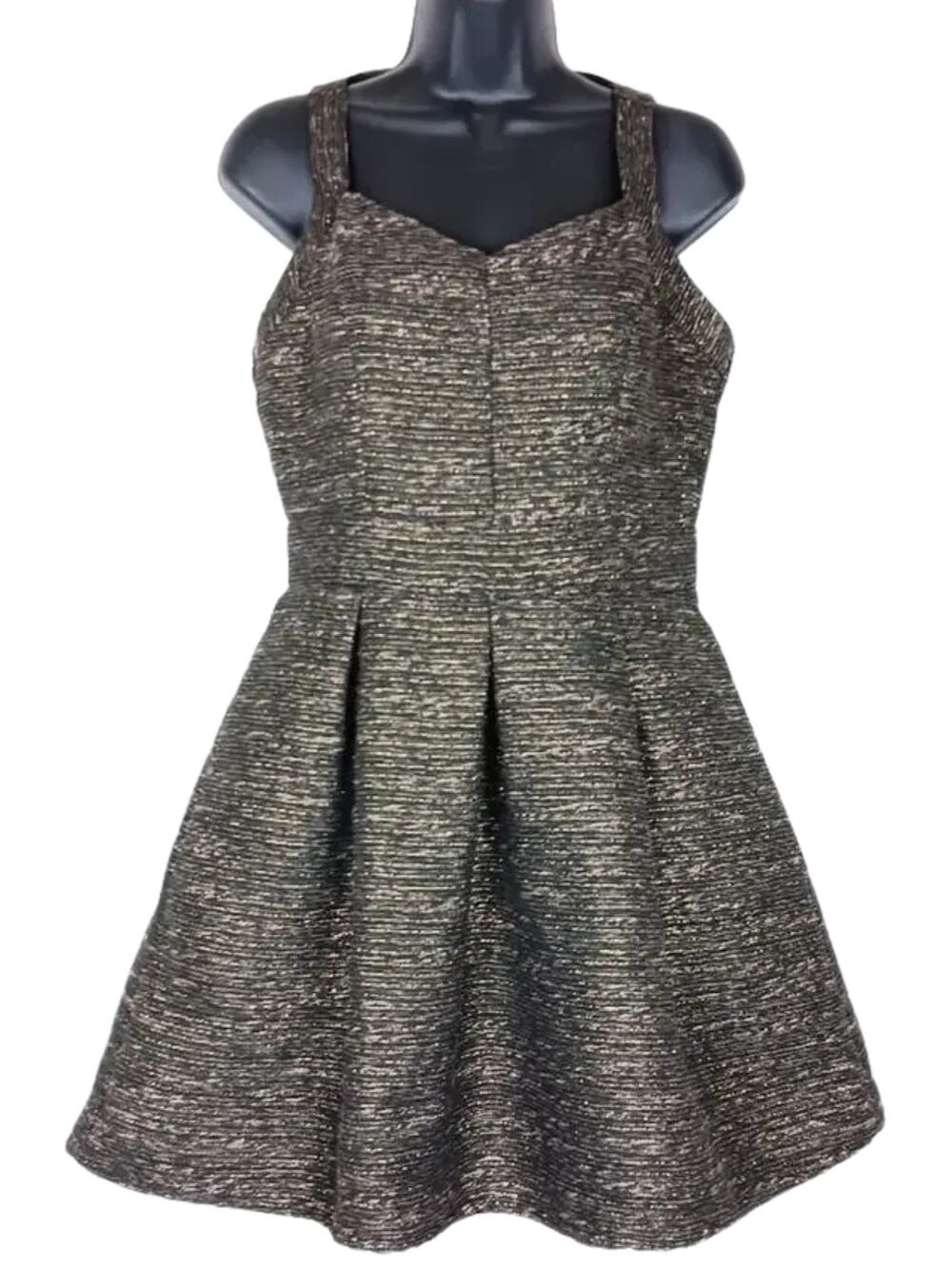 Charming Charlie RSVP Black/Gold Metallic Sleeveless Fit &Flare Dress Size M NWT